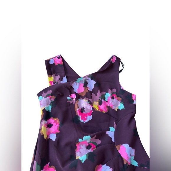 Laundry by Shelli Segal PURPLE FLORAL PLEATED CAREER SHEATH DRESS SIZE 14 - Picture 8 of 10